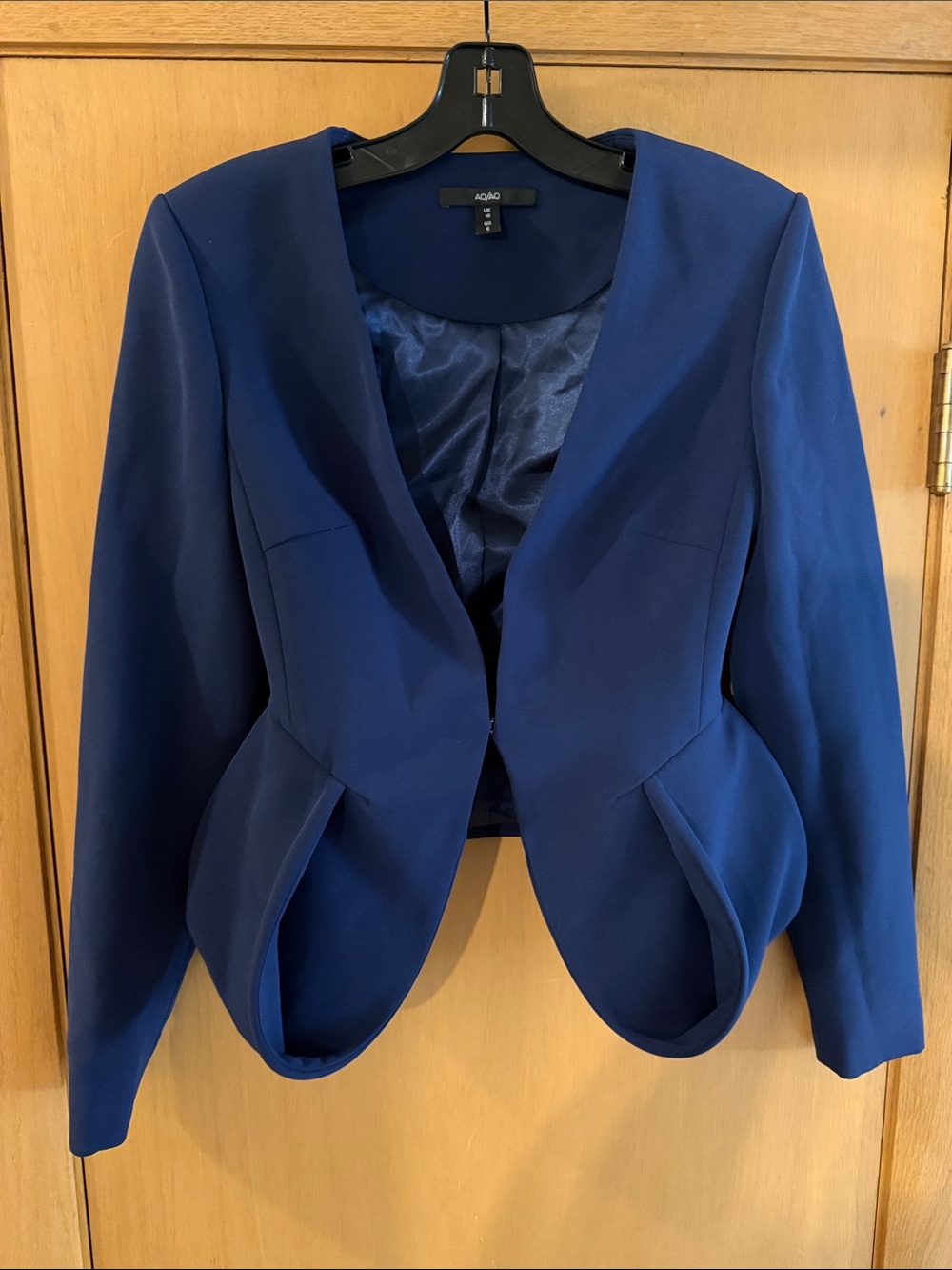 AQ/AQ Women’s Peplum Tailored Unique Blazer Jacket Navy Blue Size 6